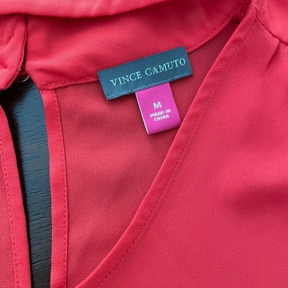 Vince Camuto women’s sleeveless sheer popover tiered red top size medium - Picture 6 of 7